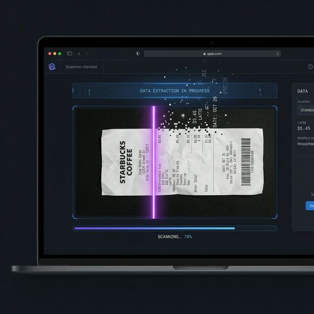Scanning animation with beam moving over a receipt